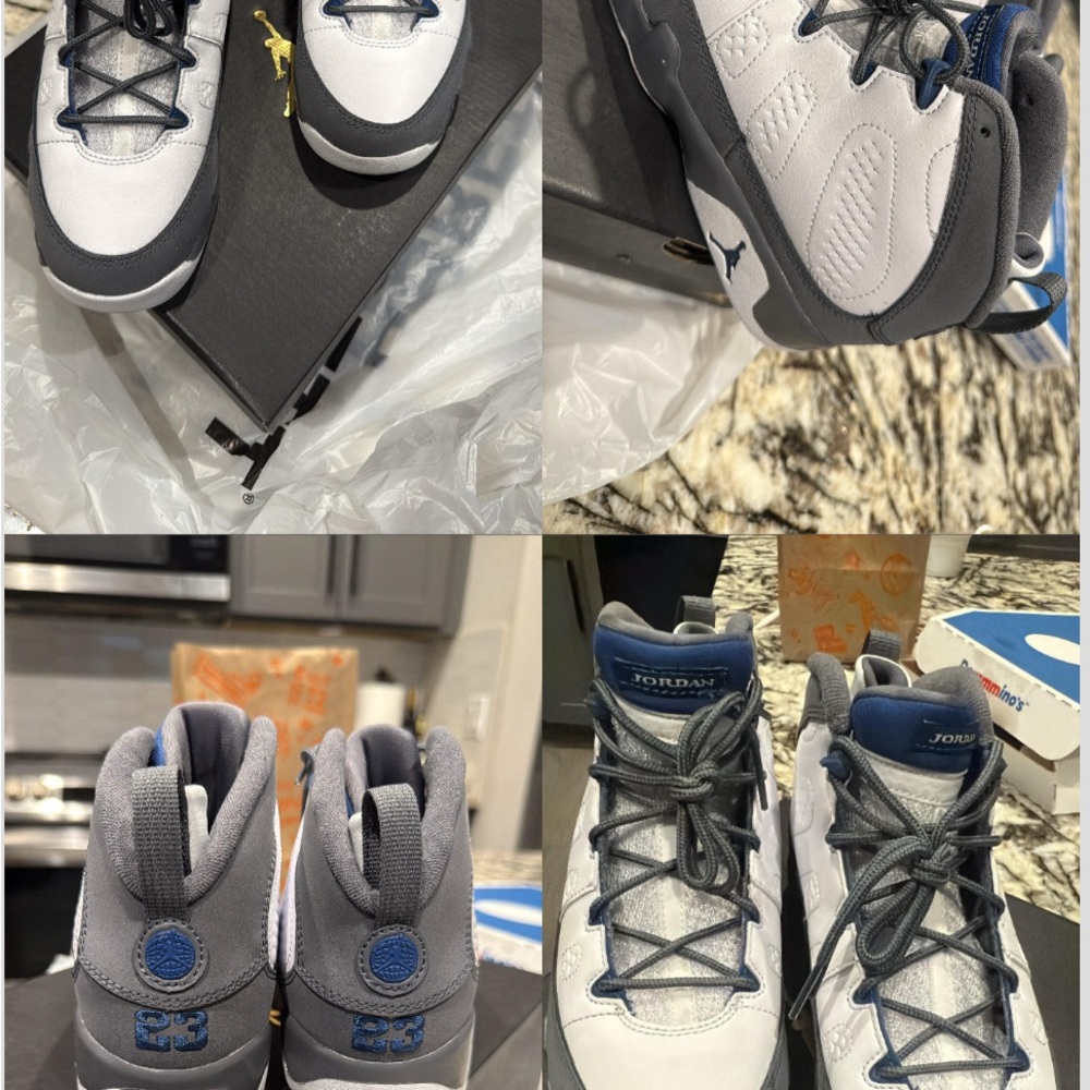 Jordan Retro 9 White and Gray Sneakers
